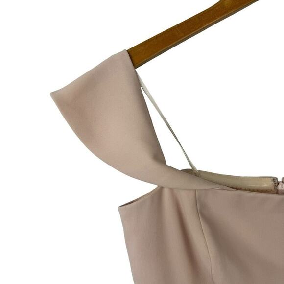 Jay Godfrey Downie Gown Midi Dress Nude Pink Off Shoulder Stretch Size 2 - Picture 9 of 16